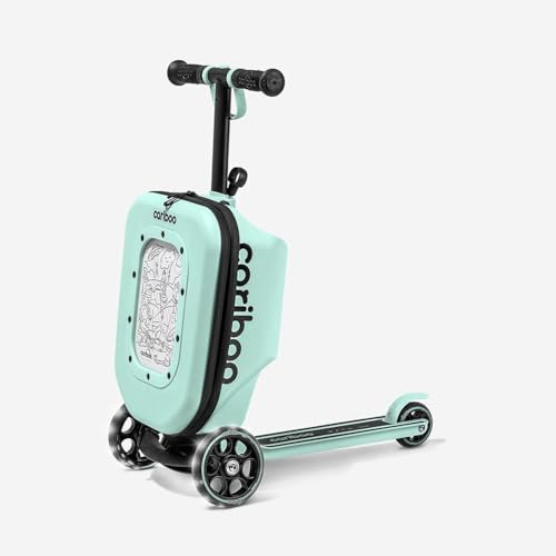 Cariboo Roller Kinder Scooter mit Koffer Mit 3 Rädern Ab 2 Jahren 2in1 Dreirad Klappbar Höhenverstellbar Bis 50 kg Handgepäck iTravel Minze