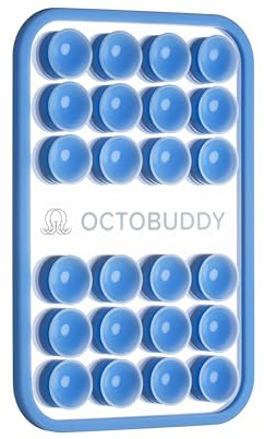 OCTOBUDDY Mirror - Saugnapf-Handyhalterung mit Spiegel - Hellblau | Smartphone-Silikonhalterung mit eingebautem Spiegel - freihändige Selfies und Videos - Zubehör für Content Creation