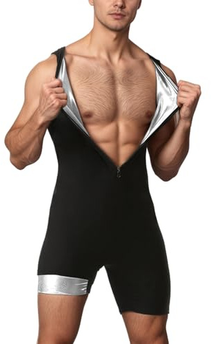 Schwimmanzug herren badeanzug für Männer einteiler Ärmellose Sportunterstützer Wrestling Uniform mit Reißverschluss Schnelltrocknende Fitness Training shirt Jumpsuits Zum Spaß