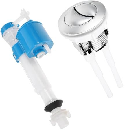 Toilet Cistern Flush Parts, Toilet Flush System Replacement with Fill Valve and Flush Button, Easy-to-Install Water-Saving Solution for Home and Commercial Bathrooms