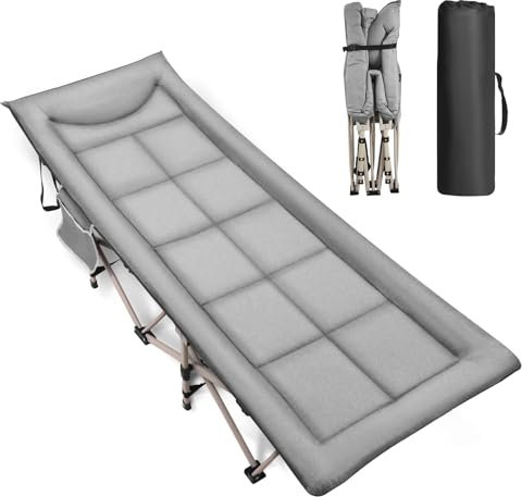 LeadGoods Campingbett Feldbett Klappbar, Extra Breit Faltbar Gästebett bis 200 kg, Campingliege klappbar feldbett, Camping Bett Faltbar Leicht für Reisen Indoor Outdoor Strand und Garten