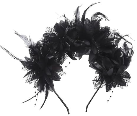 Haarreif mit schwarzen Rosen, Gothic-Haarkrone, mexikanische Blume, Kopfschmuck für Damen, Halloween, Party, Hochzeit, Festival, Boho, Haarschmuck, Federspitze, Kranz, Foto-Requisite