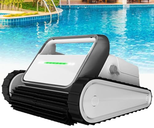 XGHDPBM Limpiafondos robótico inalámbrico, Aspirador automático for Piscinas, Limpieza de Paredes y líneas de flotación, 2,5 h de autonomía for Piscinas de hasta 157 m², IP68 Resistente al Agua(Gray)