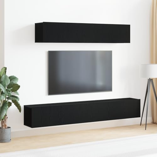 Générique Ensemble de Meubles TV 4 pièces en Bois Noir,Meubles,Meubles TV,Noir,53.1 KG,3333057