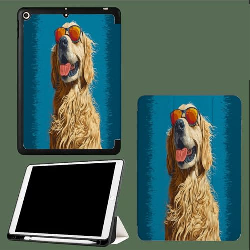 Hülle für iPad 10 Generation 10.9 Zoll 2022/ für iPad 11. Generation 2025 11'', Dreifach Gefaltet PU Leder Schutzhülle mit Auto Schlafen/Wachen,Golden Retriever