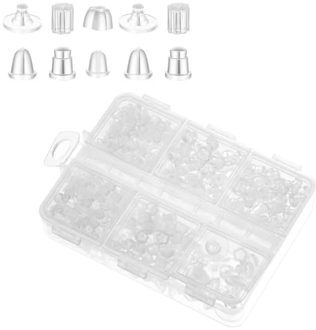 TIESOME 623 Stück Ohrring Verschluss Silikon, Transparente Ohrring Stopper mit 6 Designs (I-Typ, Blume, Achtkant & Mehr), Weicher & Sicherer Halt für DIY Ohrringe
