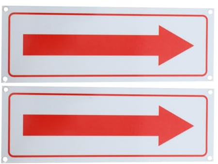 SHINEOFI Lot de 2 Panneaux Fléchés en Alliage D’Aluminium Rouge Signalisation Routière Réfléchissante Panneau Directionnel Mural pour Usage Intérieur et Extérieur en Milieu Industriel et