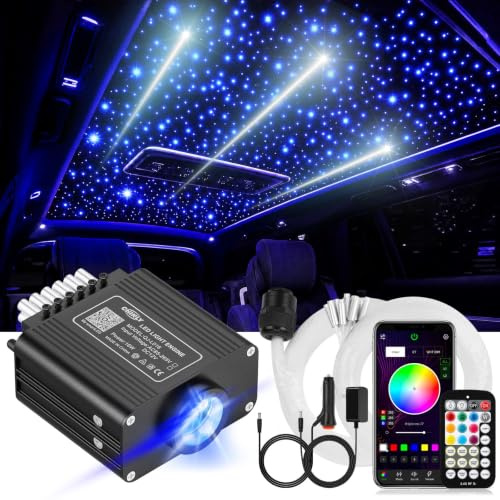 CHINLY 16W Sternenhimmel Auto, Upgrade Twinkle und Meteor(2-in-1) 460pcs of(0,75+1,0+1,5mm) ×3m Auto Sternenhimmel, mit App/Fernbedienungs/Musik/Sprachsteuerung, für Theater, Schlafzimmer und Decken