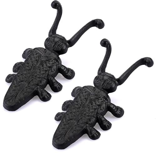 OGANAZI Beetle Boot Jack Remover for Shoes and Wellies, Black (Pack of 2) | Cast Iron Boot Puller for Cowboy Boots Shoes Rain Boots, Wellies Decorative Boot Jacks for Door Suitable for Various People