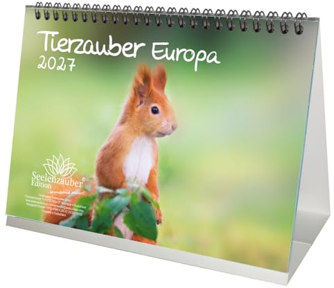 Tierzauber Europa DIN A5 Tischkalender für 2027 Tiere Wald Natur Baum - Seelenzauber
