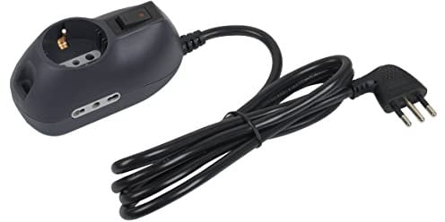 BTICINO Ciabatta Multipresa Elettrica Slot 9 Posti, 1 Polivalenti Schuko 10/16A + 2 Bivalenti 10/16A, Ciabatta Elettrica con Interruttore e Cavo 1,5m Spina 10A, Robusta Salvaspazio Flessibile, Nero