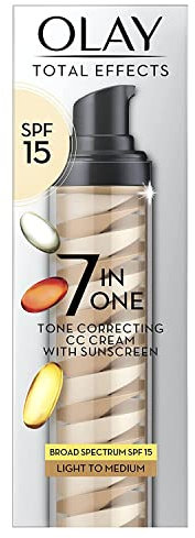 OLAY Total Effects 7-in-1 Tone Correcting Moisturizer, SPF 15, Light to Medium 1.7 oz (Pack of 2)