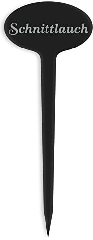 GRAVURZEILE Pflanzenschilder mit Gravur - Schnittlauch - Stilvolle Kräuterschilder aus schwarzem Acryl für den Garten - Kräuterstecker geeignet für Beet & Kräutergarten - Farbe: Schnittlauch
