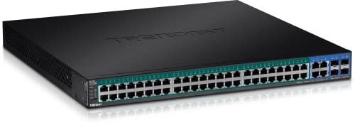 TRENDnet, TPE-5048WS, 52-Port Smart PoE + Web Switch, 48 x Gigabit PoE + Ports, 4 x Shared Gigabit Ports (RJ-45 oder SFP), VLAN, QoS, LACP, IPv6-Unterstützung