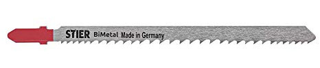Lame de scie sauteuse STIER, ST3156-F, 20 pièces, longueur de coupe 75 mm, pas de dent 2,5 mm, idéale pour la découpe du bois, du métal, de panneaux sandwich 20 pièces