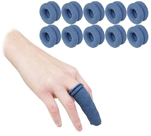 Finger Bandage Tubular First Aid Protective Thumb Tubular Bandage Elastic Breathable Finger Sleeve Care Protector Accessory for Sprains Swelling Injury Recovery (10PCS, Blue)