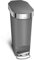simplehuman CW1391 cubo estrecho con pedal y borde para bolsa, cubo de basura cocina, gris plástico, 40 L