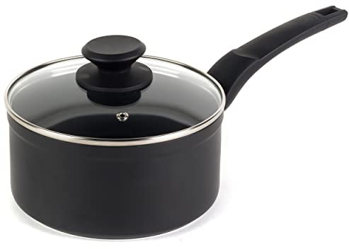 Salter BW08654 Non-Stick Saucepan with Lid, 18 cm Induction Milk Pan, Dishwasher Safe Cooking Pot, Soft Touch Handle, Easy to Clean, Corrosion Resistant, Forged Aluminium Pan, PFOA Free, Marble Gold