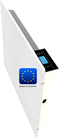 Emerio Speicherstein energiespar Heizgerät, SH-122560, MADE IN EUROPE, perfekte Effizienz aus Infrarot/Konvektor/Heizlüfter, IP24, White Moonstone Design, Wandmontage, 2000 Watt