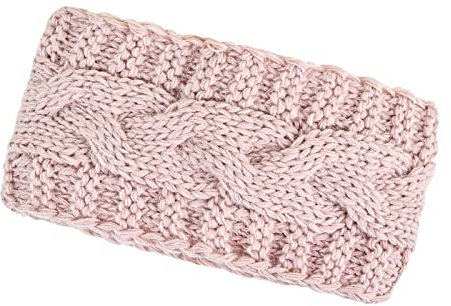 Neverless® warmes Damen Strick-Stirnband Fleece Futter Zopfmuster Ohrenschutz Haarband Knite Headband rosa unisize