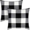 Syntus Set von 2 Buffalo Check Throw Pillow Covers Farmhouse Outdoor Plaid Square Pillow Case Black and White Cotton Linen for Home Easter Decor Car Bed Sofa 45,7 x 45,7 cm