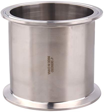 DERNORD Sanitary Spool Tube with Clamp Ends,Stainless Steel 304 Seamless Round Tubing with 4 inch Tri Clamp Ferrule Flange (Tube Length: 4 Inch / 102MM)