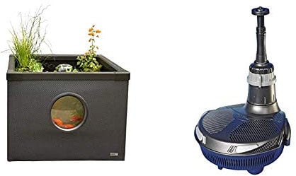 Hozelock Outdoor Aquarium - Terrassenteich 100 x 100 x 70 cm mit Flechtwänden inkl. Fenster, Schwarz & Hozelock 1760 Easyclear 3000 Alles in einem Teichfilter UVC