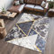TAPISO Shine Teppich Kurzflor Dunkelgrau Goldene Linien Marmor Geometrisch Dreiecke Wohnzimmer Schlafzimmer 3D Optik Modern Design ÖKOTEX 180 x 250 cm