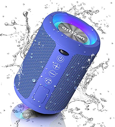Ortizan Wireless Bluetooth Speaker with Light, Portable Mini Speakers Rich Bass, Bluetooth 5.0 & Built-In Mic, 15 hours Playtime, IPX6 Waterproof Speakers with Dual Pairing, Loud Speaker