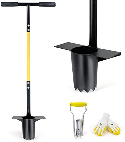 Jardineer Set di 3 attrezzi per piantare bulbi con manico lungo e trapiantatore di bulbi piccoli con impugnatura morbida per scavare fori per piantare tulipani, iris, narcisi