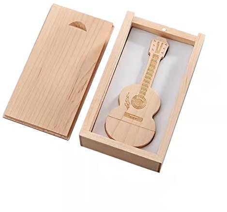 Clé USB 3.0 8 Go en forme de guitare en bois avec boîte en bois (3.0 8 Go)