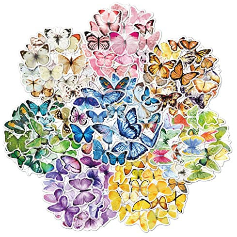 NCTCITY 320 Stück Scrapbooking Sticker Schmetterling Aufkleber PET Transparente Sticker Pack Decal für DIY Deko Stickerbuch Karten Tagebuch Fotoalbum Kalender Bullet Journal Notizbuch