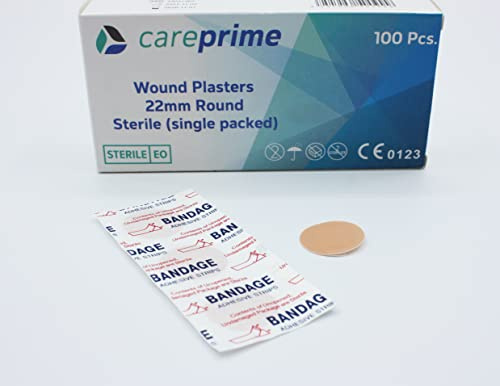 Sterile Wundverband Selbstklebend Rundpflaster wasserdicht - Ø 22mm 100 Stück einzeln verpackt