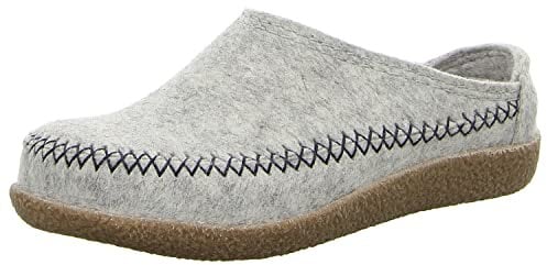 Haflinger Blizzard Credo 718001 0 284 Filz Pantoffel mit Gummisohle Hausschuh, Steingraumeliert, Grau, Gr. 36