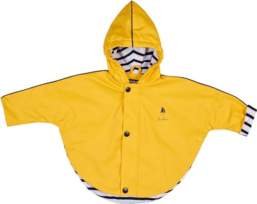 Breizh Ocean - Ciré imperméable bébé avec Capuche TUDY, Intérieur rayé, Broderie dans le dos- 6 à 24 Mois