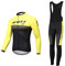 Linarun Herren Fahrradtrikot Set, Fahrradbekleidung Langarm + Trägerhose mit Sitzpolster aus Atmungsaktiv, Schnell Trockend Polyester für Radsport