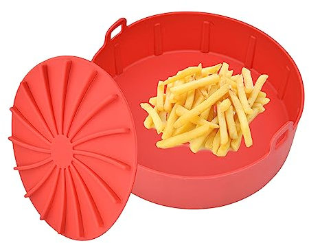 Reemplazo de la olla de la freidora roja Cesta de silicona cuadrada para microondas Almohadilla de silicona multifuncional Revestimientos de vapor Accesorios de horno de freidora de aire de repuesto p