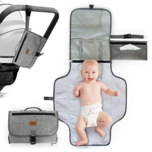 Bebesar® Tragbare Wickelunterlage, wasserdicht und faltbar, gepolstert, für Reisen (Oxford Grau)