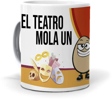 mundohuevo Regalo Divertido y Personalizado. Taza el Teatro Mola un Huevo. Cerámica AAA - 350 ml.