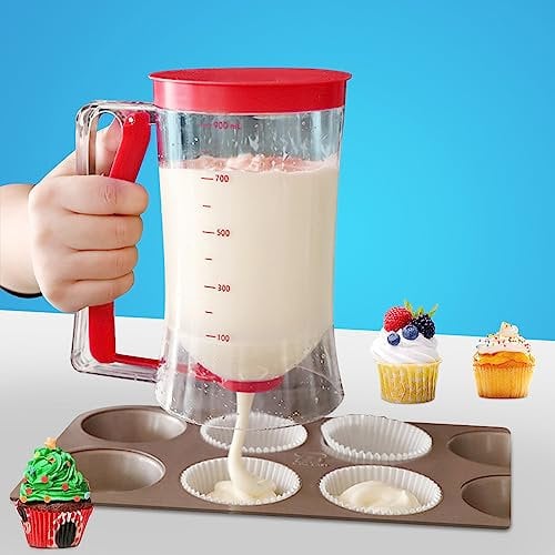 SIYINGSAERY Distributeur de Pâte à Crêpes 900 ML Distributeur de Pâte à Gâteau Préparateur de Pâte à Crêpes Distributeur Doseur Pâte à Crêpe Flacon Doseur pour Pâte Distributeur Pate a Crepe