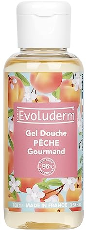 EVOLUDERM – Gel Douche Pêche Gourmand - 100 ml - 96% d'Origine Naturelle - Végan - Fabrication Française