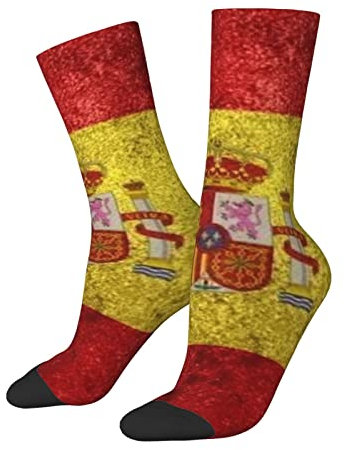 Athletic Crew Calcetines Bandera de España Algodón Casual Vestido Calcetines Senderismo al aire libre Sendero Tobillo Calcetín para Hombres Mujeres