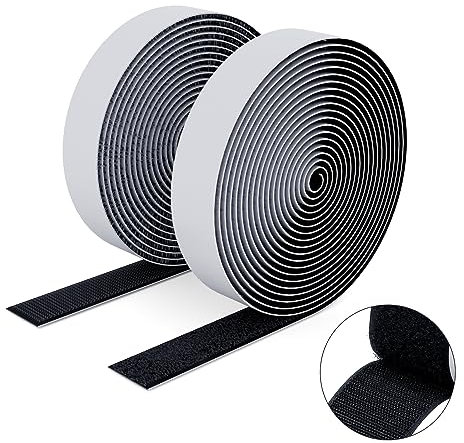 SUTOUG Nastro autoadesivo extra forte - 16 mm× 3 m Nastro autoadesivo a strappo e gancio Nastro biadesivo per interni ed esterni - biadesivo - Nero