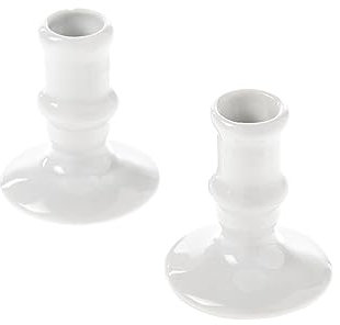 2 Stück Spitz Kerzenhalter für dünne Kerzen – Handgefertigter Kerzenständer aus Keramik – Stabiler Spitzkerzenständer – Kerzenhalter Stabkerze Schmal – Deko Wohnzimmer von Danilovo (Klassische Weiß)
