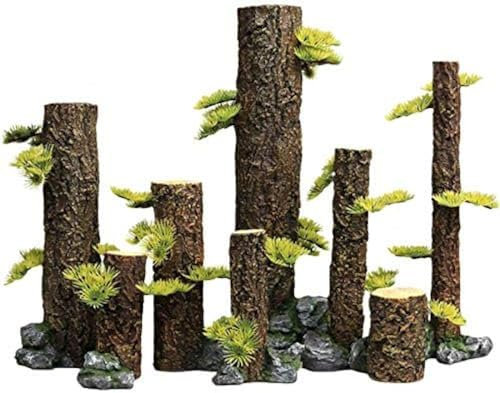 8 Pcs Simulation Tree Log Wood Polyresin Landscape Fish Tank Decoration Artificial Wood Tree Trunk Root Shrimp Spawning Ground Cave Fish Tank Vivarium Decoration,outstanding78