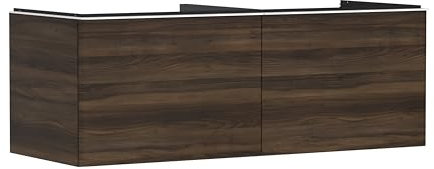 hansgrohe Xelu Q Waschtischunterschrank, 1360x550, 2 Schubkästen, für Konsolen mit Aufsatzwaschtisch, geschliffen, 5406, Farbe: Möbel Nussbaum Dunkel/Griff Mattweiß