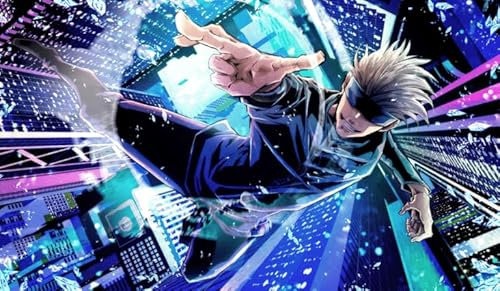 WAIFUWORLD SHOP Jujutsu Kaisen Anime Mauspad Satoru Gojo | Gaming Mousepad analog dem Jujutsu Kaisen Playing Card Game | Mouse Pad mit Satoru Gojo Motiv (61 x 35 cm)