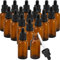 WeeGoo 30 Pcs Amber Glass Dropper Bottles 30 ml/1 oz Brown Glass Dropper Bottles with Glass Pipette Dropper Bottles Refillable for Essential Oil, Liquids