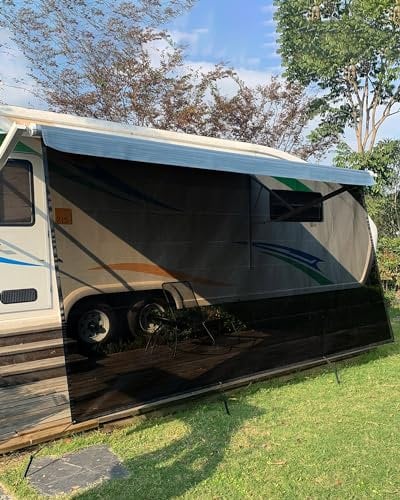 Ezcasch Sonnenschutz für Markise Wohnmobil, 85% View Blocker Markisen, Vorderwand Markise Sichtschutz für Campingwagen,Wohnmobil,Wohnwagen(Höhe 2.13m x Breite 4.57m