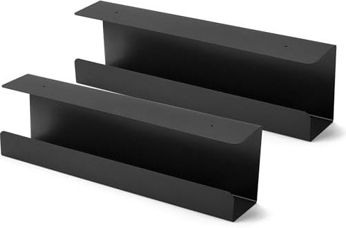 Bandeja de gestión de cables debajo del escritorio de 17 pulgadas, paquete de 2 bandejas de metal resistentes debajo del escritorio, bandeja de gestión de cables de escritorio, cesta de gestión de